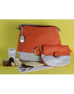 H1617 - Fashion 2pc Orange Handbag Set